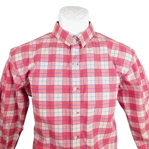 Robert Graham Tailored Plaid‎ Button Down Shirt Men's Size Medium Red Blue White